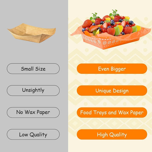 120P Mexican Taco Nights Food Trays - Mexican Wax Paper Deli Trays Nacho Popcorn Grease Proof Container Unassembled