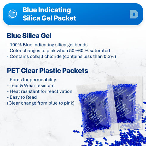 Dry & Dry 10 Gram Blue Indicating Silica Gel Packets, 15 Packets, Rechargeable Desiccant
