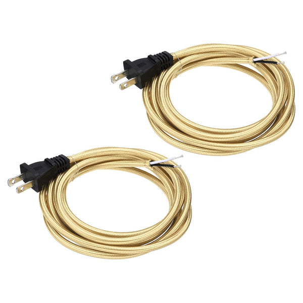 uxcell 8Ft 18/2 Cloth Covered Lamp Cord with Plug, 2 Pcs Vintage