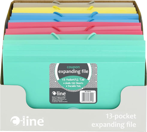 C-Line 13-Pocket Expanding File, Coupon Size, Includes Tabs, 1 File, Color May Vary (58410)