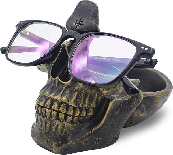 VIPbuy Skull Glasses Holder Stand with Storage Tray Novelty Eyeglass Holder Rack