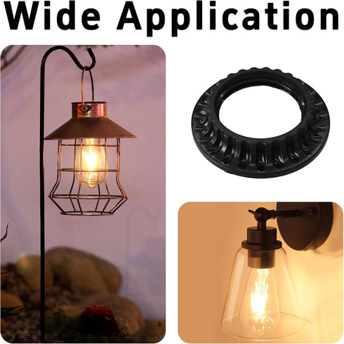 Runseaway 4Pcs E26 1-1/4 Inch (32mm) Lamp Shade Rings, Black Light Socket Ring Collar Rings, Lock Socket Replacement