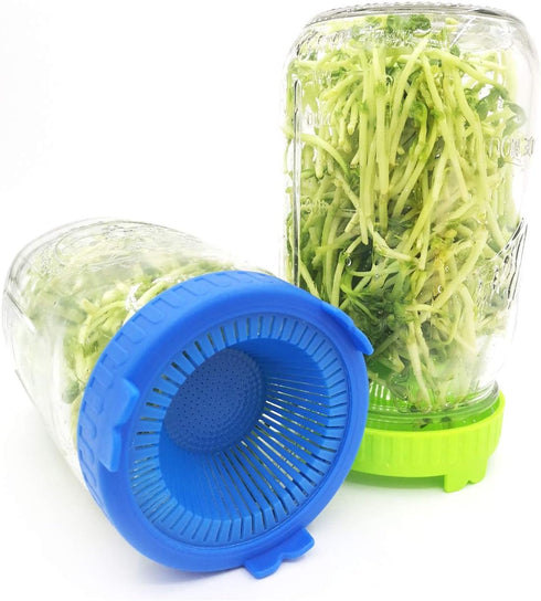 4Pcs GLOGLOW Nan Sprouting Lids, Plastic, Easy Drainage, Fits Jars, Ideal for Growing Broccoli Alfalfa Mung Lentil