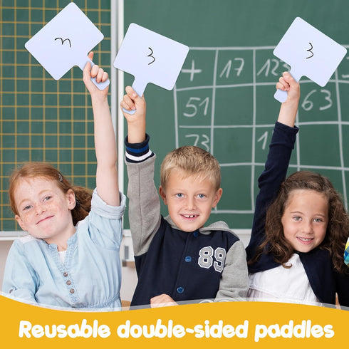 Sherr 12 Sets Dry Erase Paddles with Markers, Double Sided Handheld Whiteboard for Classroom Voting Games
