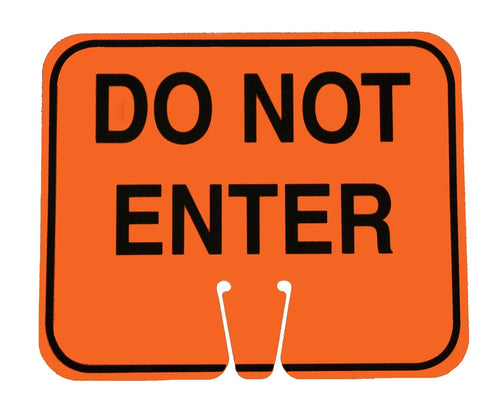 Cortina ABS Plastic Traffic Cone Sign, "DO NOT ENTER", 11" Width x 13" Height, Black on Orange
