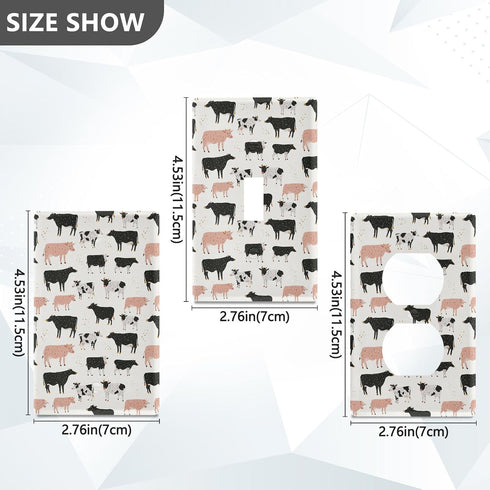 foixnub 1 Duplex Outlets Wall Plate Cover Cute Dairy Cattle Cows Gang Duplex Receptacle Switch Wall Plate Electrical