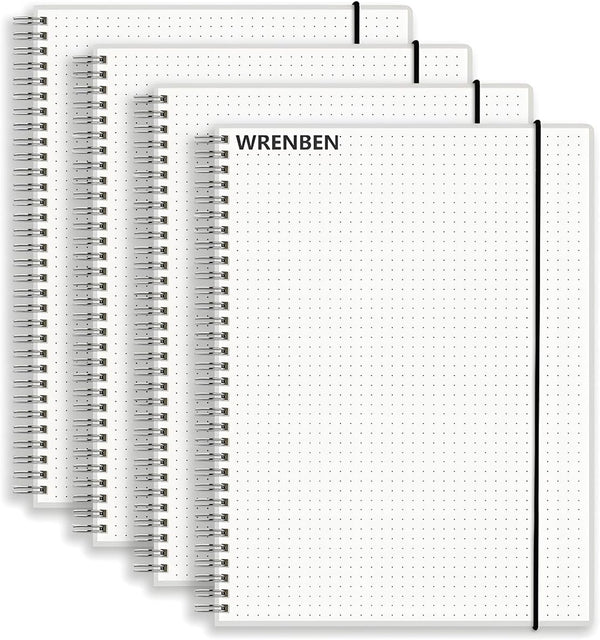 Bullet Dotted Spiral Notebook A5, 160 Pages, 120gsm Thick Dot Paper, 5.7" x 8.3", Dotted Journal with Elastic Band, 4