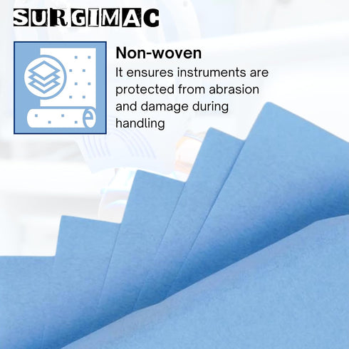 (100, 20 20") SurgiMac Blue Sterilization Wrap Tear Proof Fabric Disposable CSR Wrap Single Layer Cellulose EO Gas