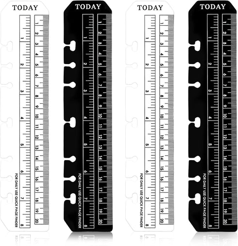 Skrfren 4 Pack A5 6 Holes Page Marker Ruler, Notebook Ruler Pouch Pagefinder