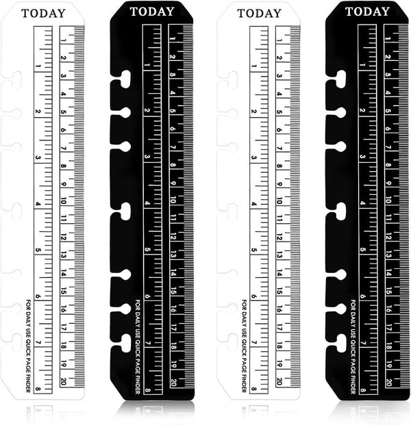 Skrfren 4 Pack A5 6 Holes Page Marker Ruler, Notebook Ruler Pouch Pagefinder
