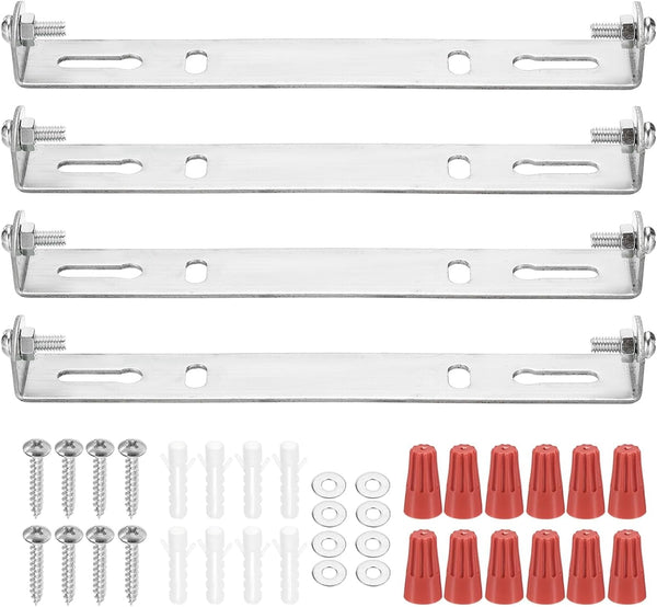LUMLLSAJI 145mm (5.71") Universal Light Fixture Mounting Bracket Kit, 4 Set Silver Tone
