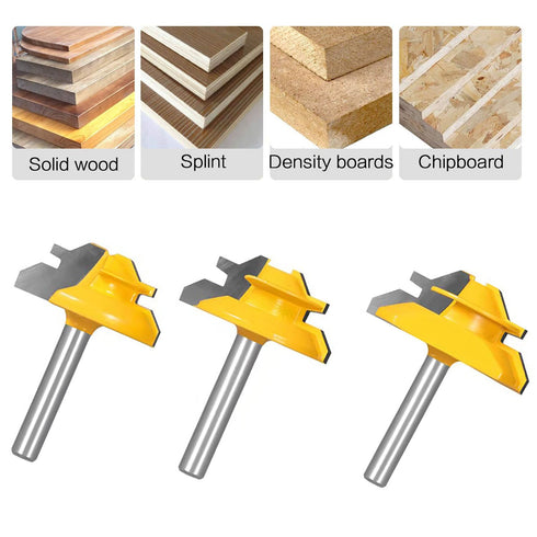 Totowood 45 3-Piece Set, 31/64", 37/64",3/4" 1/4 Inch (3PCS 1/4 (3PCS 1/4 Degree Lock Miter Router Bit for Cutting