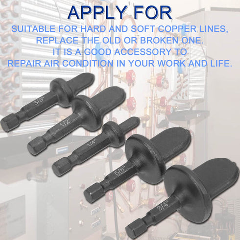JONMON HVAC Copper Tube Expander Swaging Tool Drill Bit Set, 5Pcs for AC Repairing with Various Bits