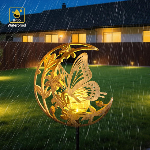ShangTianFeng Butterfly Lights Outdoor Decor - Moon & Bird SolaGardenLights Waterproof, Auto On/Off Pathway Lighting