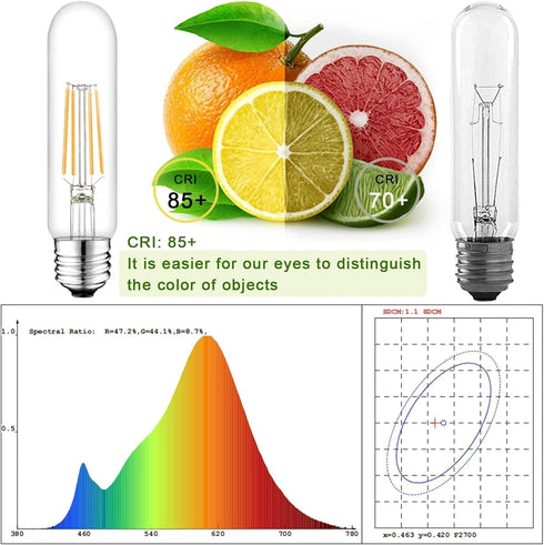 5 Inch E26 Bulb 80 3000K Bulb 6W Dimmable, 800LM T10 T9 Bulbs 120V 4Pack Led Equal Watt, Warm White Edison Clear Glass