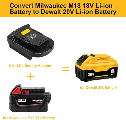 MIL18DL Battery Adapter Converter for Milwaukee to Dewalt Battery, for Milwaukee M18 18V Lithium Battery Convert to Dewalt 20V Lithium Battery,for Dewalt 20V Cordless Tools