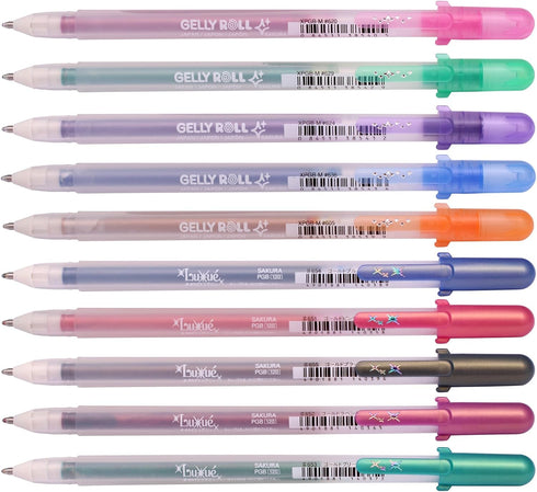 Silver Shadow Gel Ink Pen, 10-Piece 1.0 mm, Assorted Colors