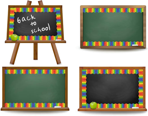 Whaline 32.8Ft Colorful Stripe Bulletin Board Border - Rainbow Die Cut Trim for Pride Day Party Supplies