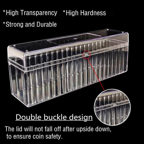 Ettonsun Transparent PC Coin Storage Box Case for 20 Slab Coin Holders, Fits PCGS NGC PCCB PMGab Coin Holders