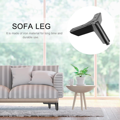 8cm 4pcs Set DOITOOL Matte Black Cabinet Legs and Furniture Support Feet, Metal Sofa Legs for Bathroom Cabinet, Tea