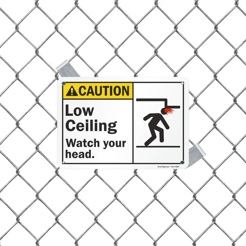 SmartSign Aluminum “Caution - Low Ceiling, Watch Your Head” Sign, 7" x 10" (S2-0527-AL-10)