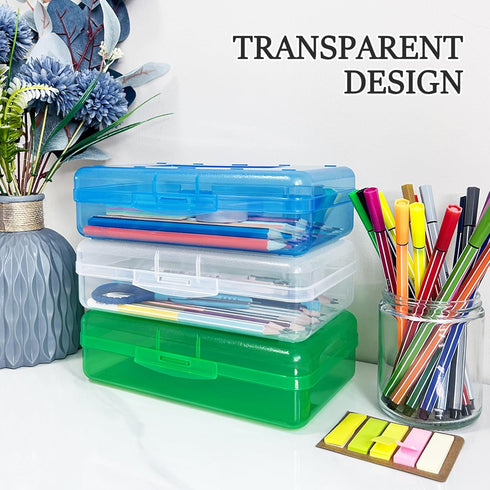 Plastic Translucent Pencil Box, Snap-Tight Lid Pencil Case for School and Office Supplies, 1 Pack, Standard Size