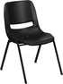 EMMA 14" + OLIVER Kid's Black Ergonomic Shell Stack Chair - Black Frame and H Seat
