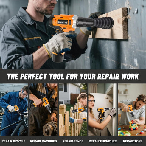 12V Set, 42pcs Accessories,2-Speed, 24+1 Cordless Electric Drill Driver Powerful Lightweight Portable Rechargeable