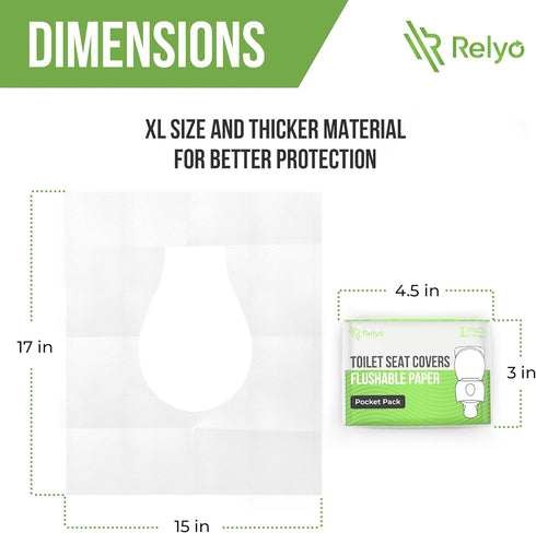 (50 Pack) 100% Toilet Seat Cover Paper Flushable - XL for Adults and Kids Potty Training, Biodegradable Travel Supplies