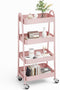 NEWBULIG 4-Shelf Rolling Storage Cart, Metal Mobile Utility Organizer Shelf with Lockable