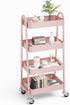 NEWBULIG 4-Shelf Rolling Storage Cart, Metal Mobile Utility Organizer Shelf with Lockable