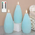 3Pack Blue Ribbed Flameless Candles with Remote Flickering Realistic Battery Powered LED Real Wax Decorative Candle