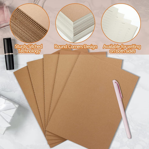 Lincia 24 Pack Large Kraft Notebooks - 8.5 x 11 inch College Ruled Notebook Bulk for School and Office Writing