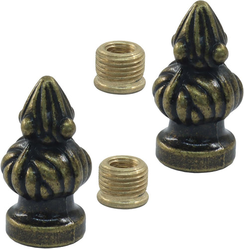 Rierdge Antique Brass Lamp Finial Cap Knob - Dual-Thread Screw Design Fits Both