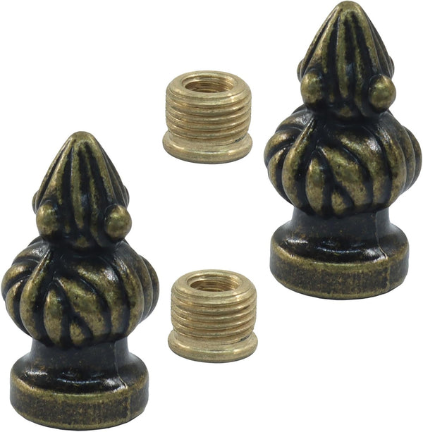 Rierdge Antique Brass Lamp Finial Cap Knob - Dual-Thread Screw Design Fits Both