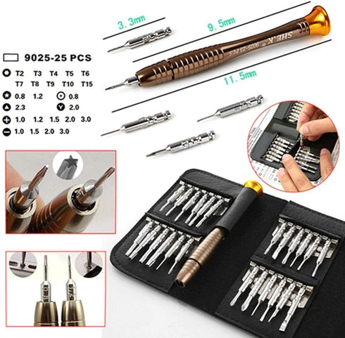 25PCS Mini Screwdriver Set with Case, Precision Kit with 6 Different Size Flathead and Phillips Screwdrivers