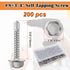 weideer 200pcs #8×3/4" Self Tapping Screws - 410 Stainless Steel Hex Washer Head Self Drilling Screws with Screwdriver