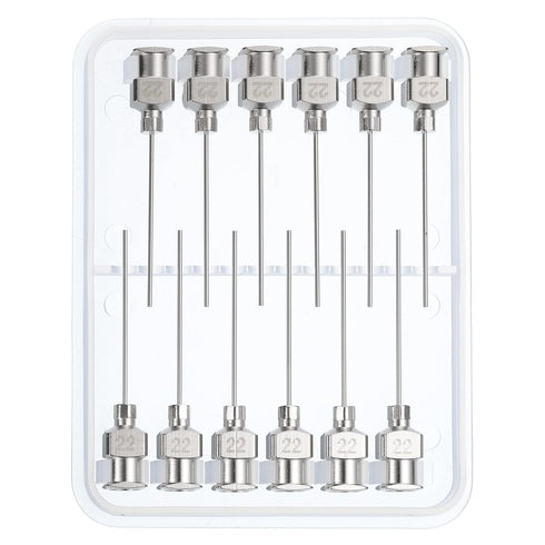 12Pcs PATIKIL 22Ga x 1 Inch Stainless Steel Dispensing Needle Tips, Metal Glue Needle Tube Blunt Tips Luer Lock