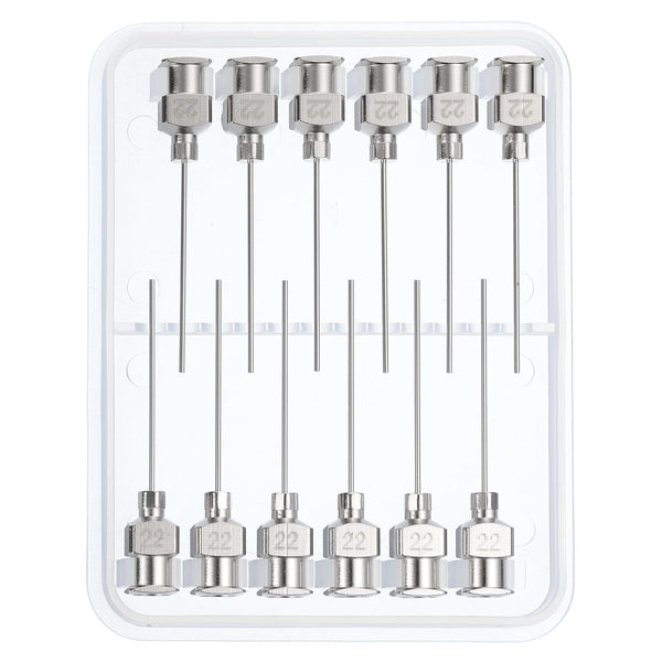 12Pcs PATIKIL 22Ga x 1 Inch Stainless Steel Dispensing Needle Tips, Metal Glue Needle Tube Blunt Tips Luer Lock