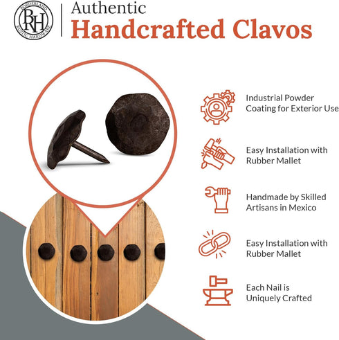 10 Pack 1" Small Round Head Clavos Decorative Nails Unfinished Handmade Rustic Round Fasteners for Farmhouse Shutter