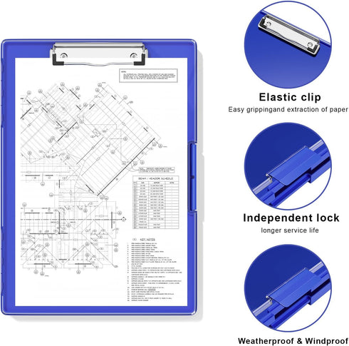 Hongri Clipboard with Storage, 8.5 x 11 Folder Nursing Clipboards, Heavy Duty with Dual Compartment Storage Box, Blue