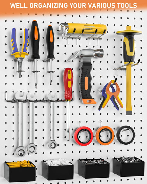 INCLY 170PCS 1/4 Inch Pegboard Hooks Kit, Heavy Duty Organizer Accessories with Pegboard Bins & Peg Lock