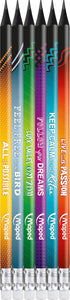 Maped 852000 Ergonomic Three-Sided Pencils Black'Peps Energy with Eraser Head, Pack of 6