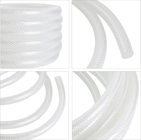 1’’ ID × 1-19/64" OD - 10 ft Clear Braided Hose, High Pressure Flexible PVC Tube for Water Air Oil Transfer, BPA Free