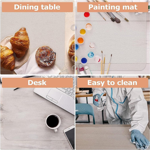 RYPDKM 1.0mm 16"x47" Office Desk Clear Mat Thick Plastic Protector Cover Pad PVC Transparent Topper Surface Anti