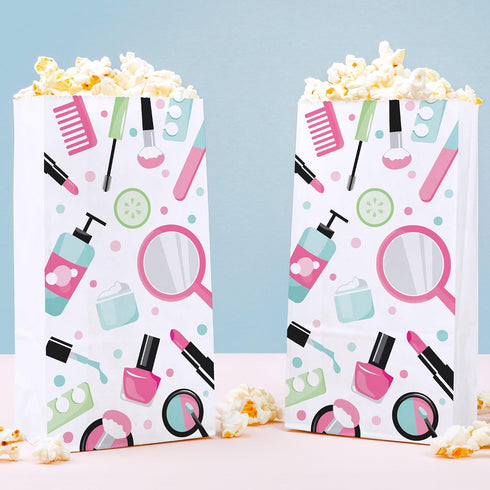Big Dot of Happiness Spa Day Popcorn Bags, Girls Makeup Birthday Party