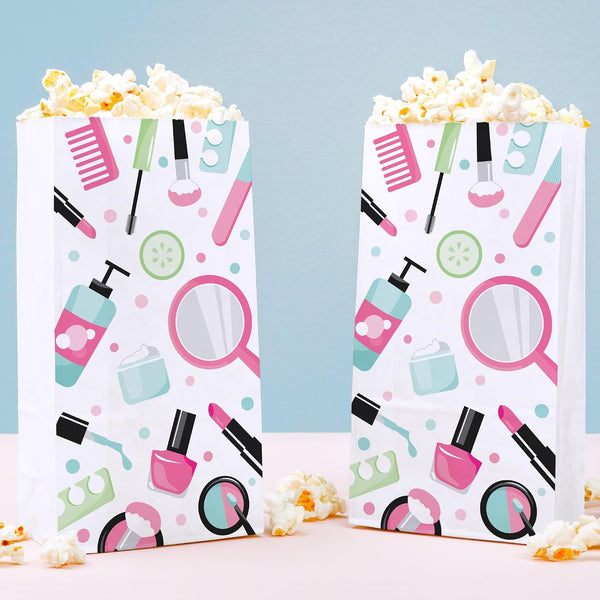 Big Dot of Happiness Spa Day Popcorn Bags, Girls Makeup Birthday Party