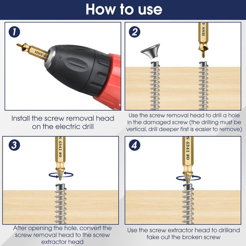 Damaged Screw Extractor Kit, 6PC HSS Drill Bit Set for Stripped Screws, Broken Bolt Extractor Remover for DIY Hand Tools