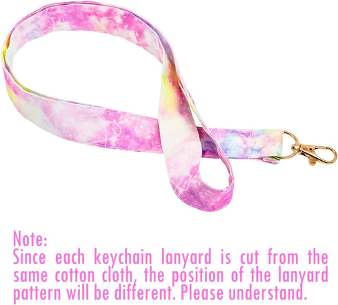 LNKRE JEWELRY Pink Rainbow Lanyard Keychain - Premium Soft Cotton Fabric Neck Lanyards with Metal Clasp for Women,