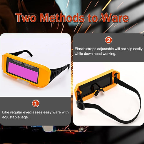 Auto Darkening Welding Glasses, Safety Protective Goggles with Adjustable Shade and 2 Sensors for TIG MIG MMA Plasma